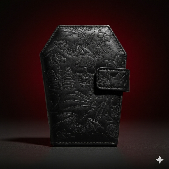 Kreepsville 666 Gothic Black Embossed Coffin Wallet - Picture 2 of 11